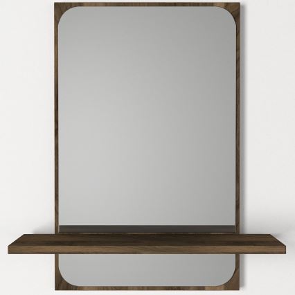 Miroir mural avec une étagère EKOL 70x45 cm marron