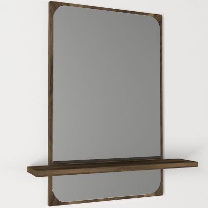 Miroir mural avec une étagère EKOL 70x45 cm marron