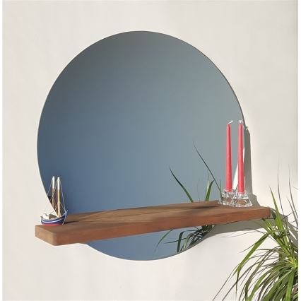 Miroir mural avec une étagère SUNSET 70x70 cm en pin