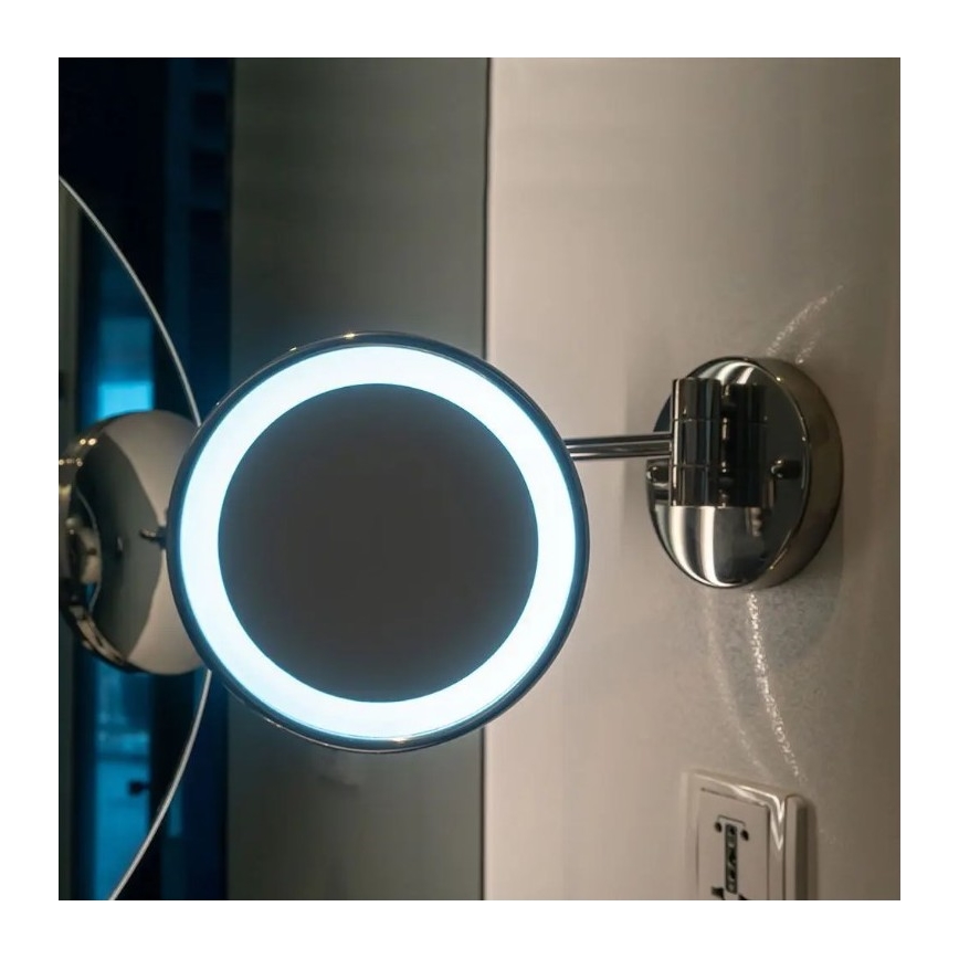 Miroir mural de maquillage LED/3W/6V 4xAA IP44