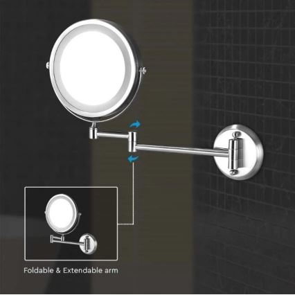 Miroir mural de maquillage LED/3W/6V 4xAA IP44