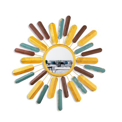 Miroir mural SOLEIL d. 75 cm jaune