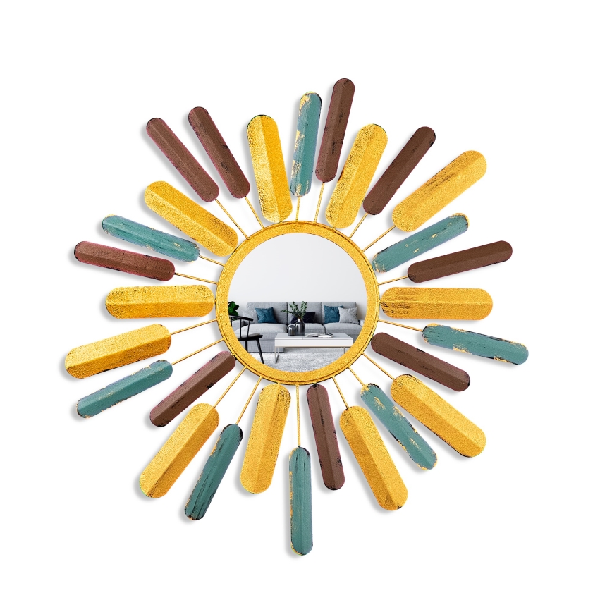 Miroir mural SOLEIL d. 75 cm jaune