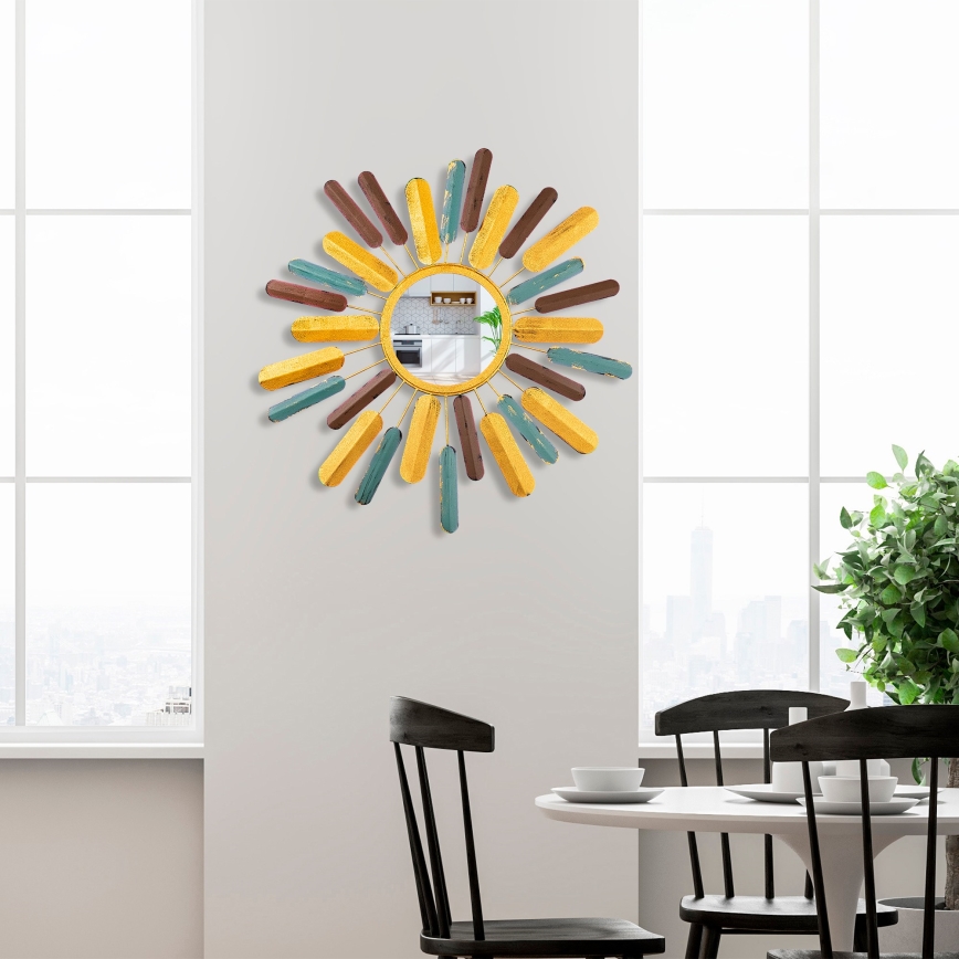 Miroir mural SOLEIL d. 75 cm jaune