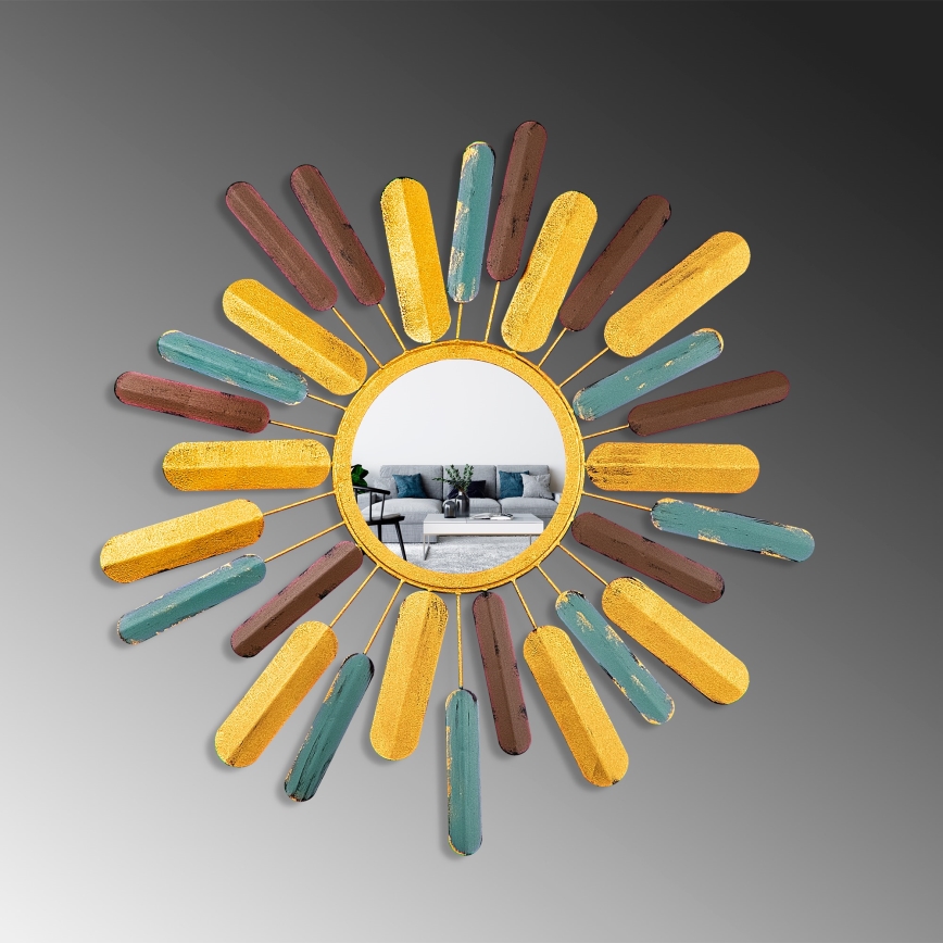 Miroir mural SOLEIL d. 75 cm jaune