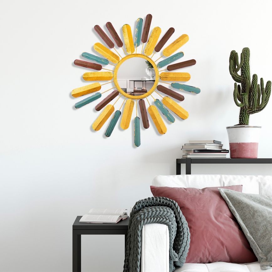Miroir mural SOLEIL d. 75 cm jaune