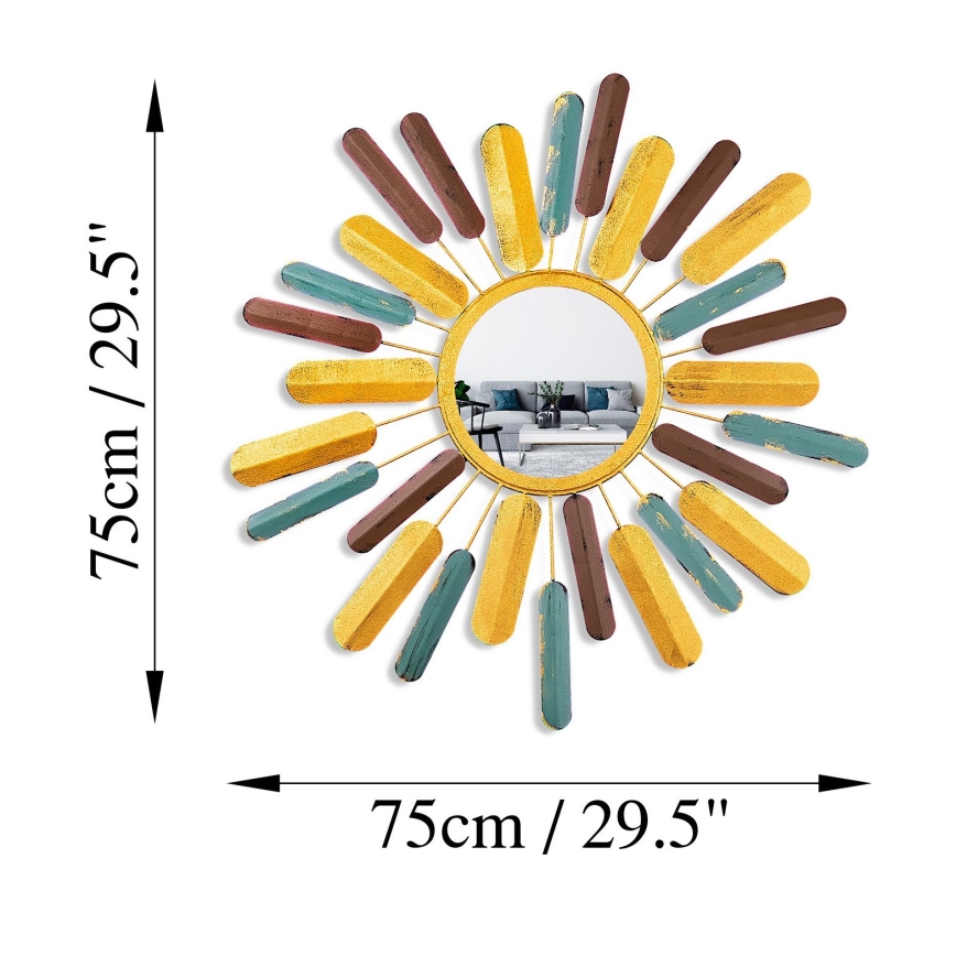 Miroir mural SOLEIL d. 75 cm jaune