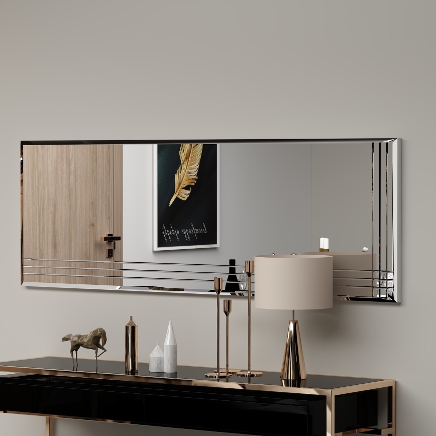 Miroir mural TRIO 120 x 40 cm chromé brillant