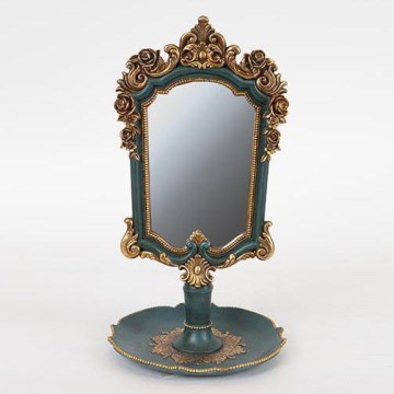 Miroir sur pied 27,2x15,3 cm vert/doré