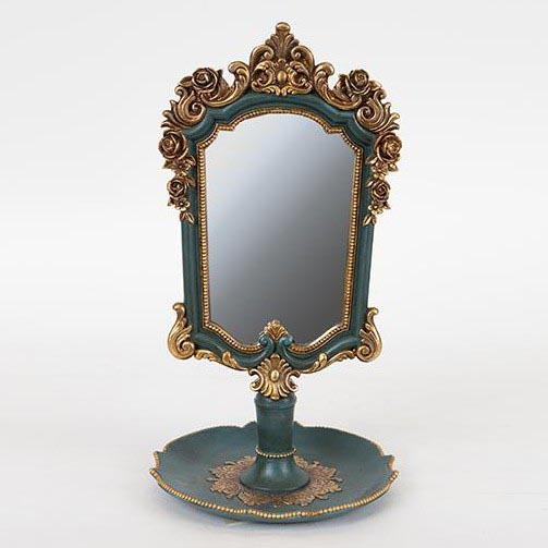 Miroir sur pied 27,2x15,3 cm vert/doré