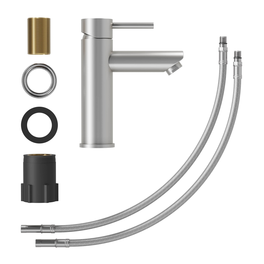 Mitigeur de lavabo RINGSTED 17,8 cm, acier inoxydable brossé