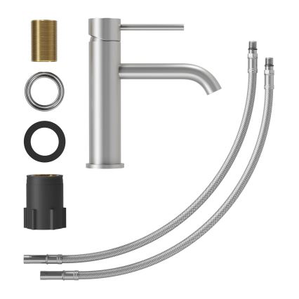 Mitigeur de lavabo SOVANG 18,3 cm en inox brossé