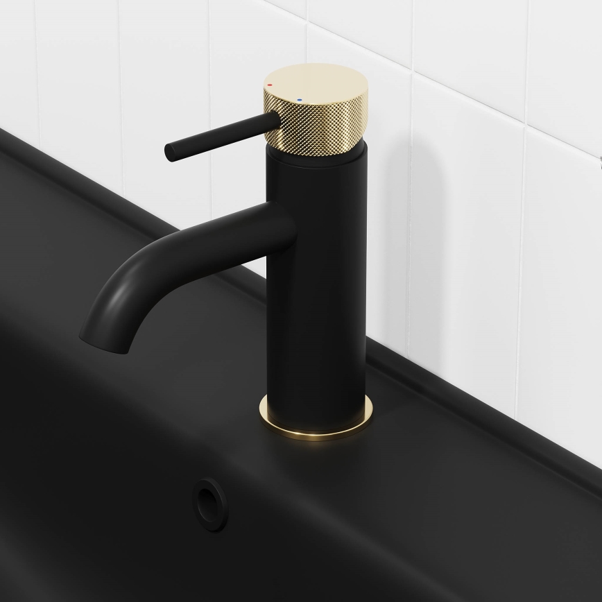 Mitigeur pour lavabo ANHOLT 15,6 cm noir/laiton