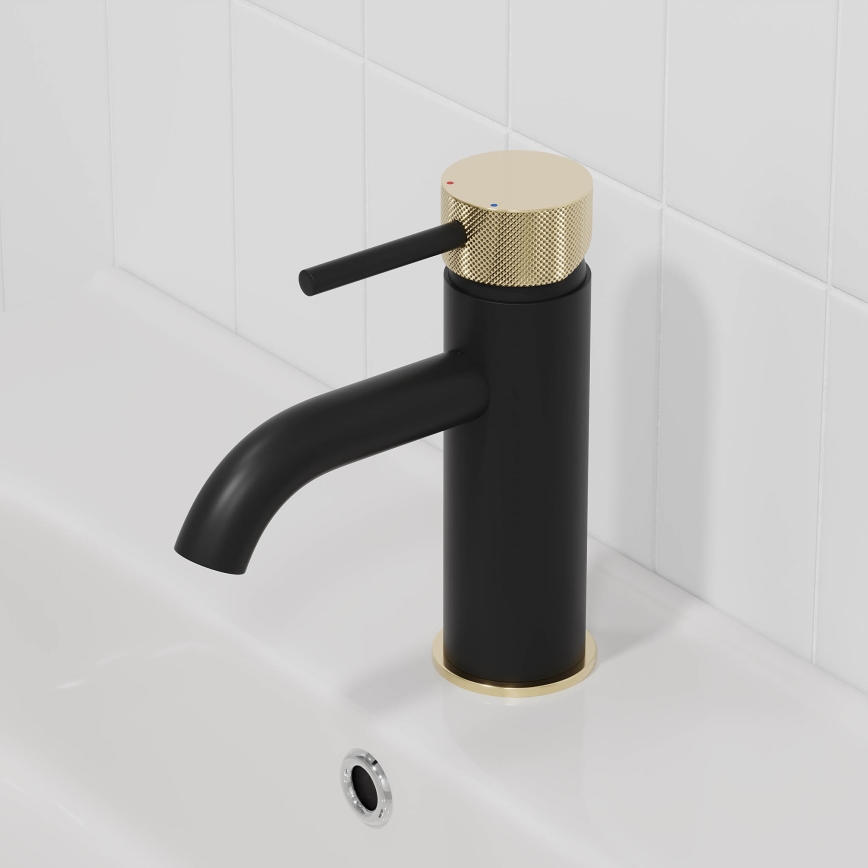 Mitigeur pour lavabo ANHOLT 15,6 cm noir/laiton