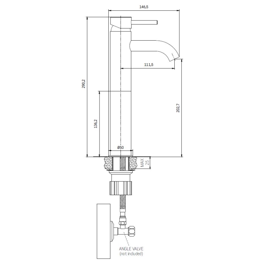 Mitigeur pour lavabo DRAGOR 29 cm noir mat