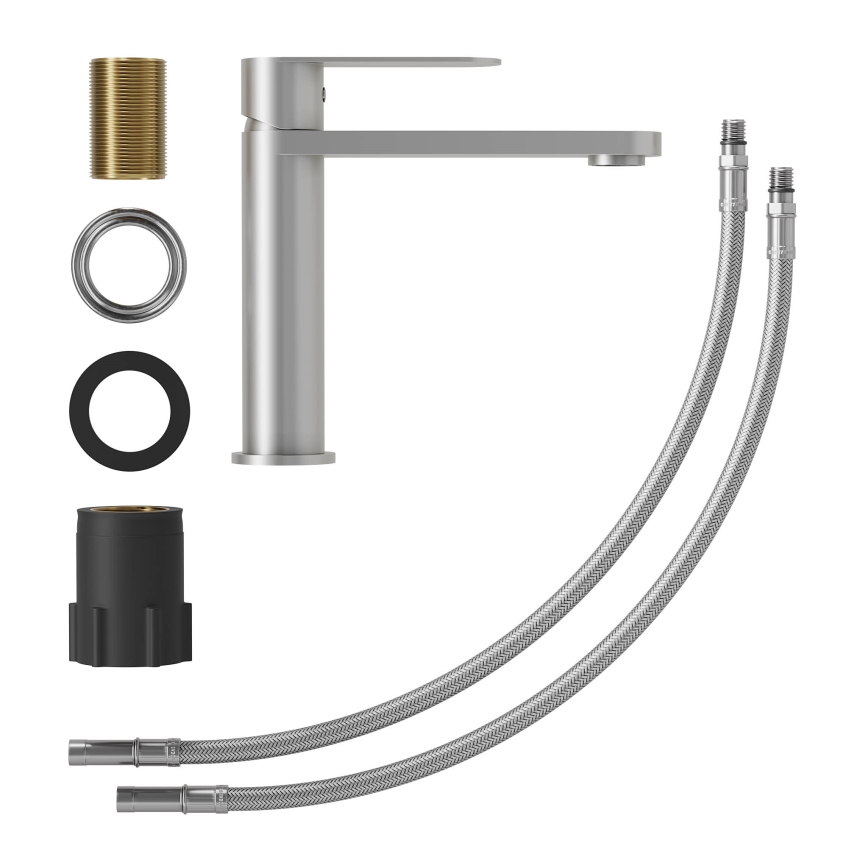 Mitigeur pour lavabo TARNBY 17,3 cm en inox brossé