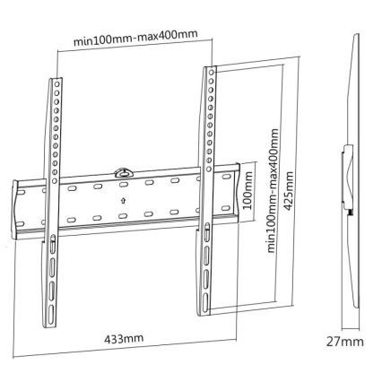MK FLORIA MKF-17DF441 - Support mural fixe pour TV 65 noir