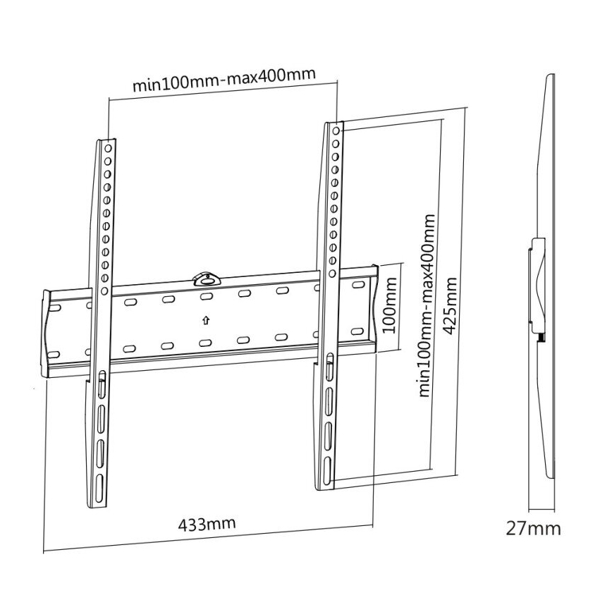 MK FLORIA MKF-17DF441 - Support mural fixe pour TV 65 noir
