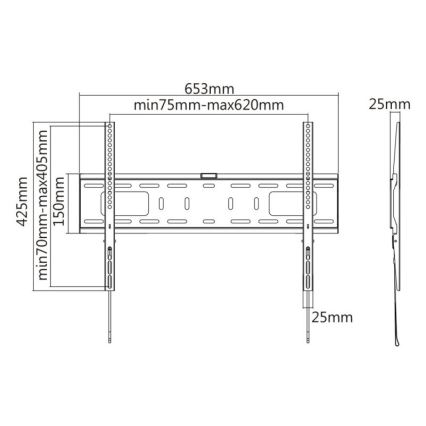 MK FLORIA MKF-17DF641 - Support mural fixe pour TV 80" noir