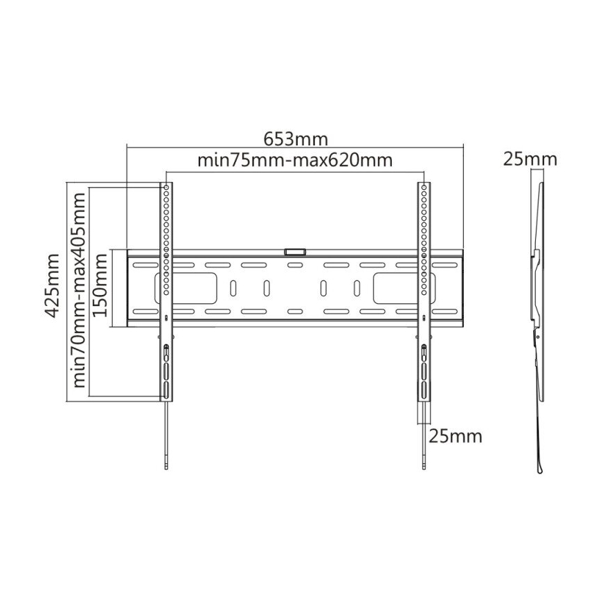 MK FLORIA MKF-17DF641 - Support mural fixe pour TV 80" noir