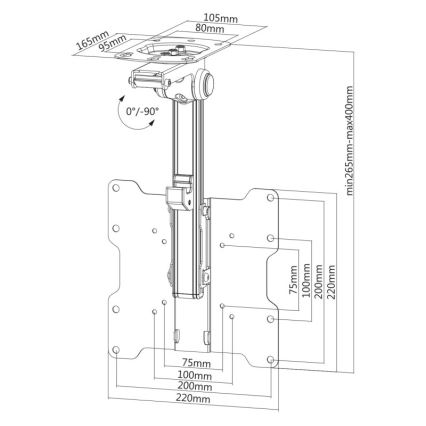 MK FLORIA MKF-17DS220 - Support de plafond pour TV 46 noir