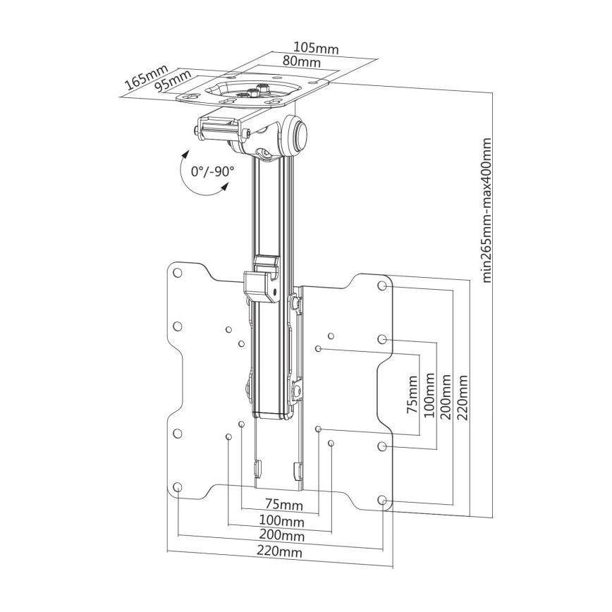 MK FLORIA MKF-17DS220 - Support de plafond pour TV 46 noir
