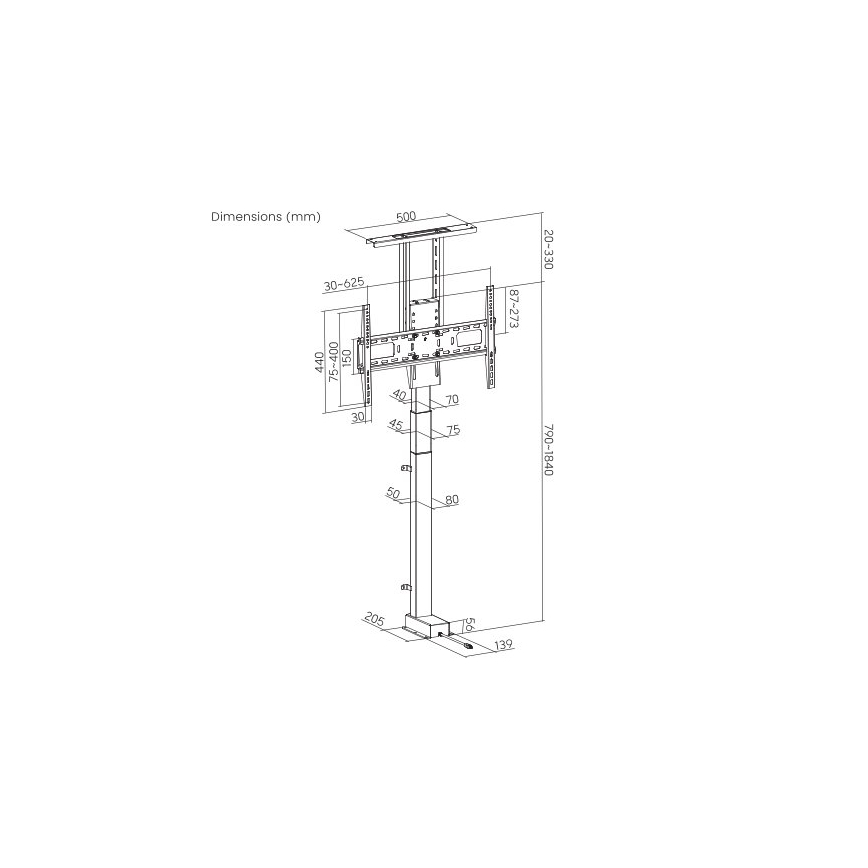 MK FLORIA MKF-19DM648 - Support sur pied pour téléviseur 37-65 noir SCHUKO + télécommande