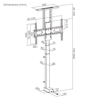 MK FLORIA MKF-19DM648 - Support sur pied pour téléviseur 37-65 noir SCHUKO + télécommande