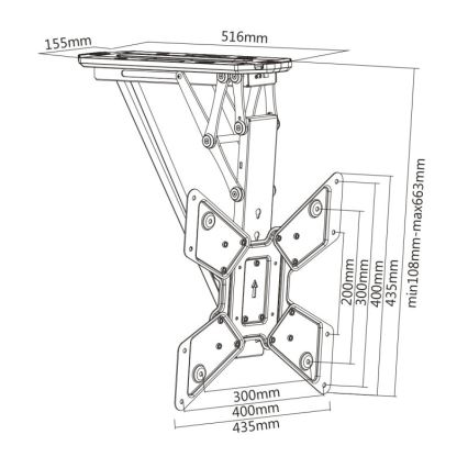 MK FLORIA MKF-20DM444 - Support de plafond connecté pour TV 55" noir Wi-Fi TUYA + Télécommande