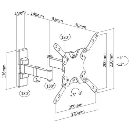 MK FLORIA MKF-21DP224 - Support mural TV articulé 46 noir