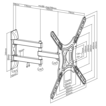 MK FLORIA MKF-23DP444 - Support mural pour TV avec joint 65" noir