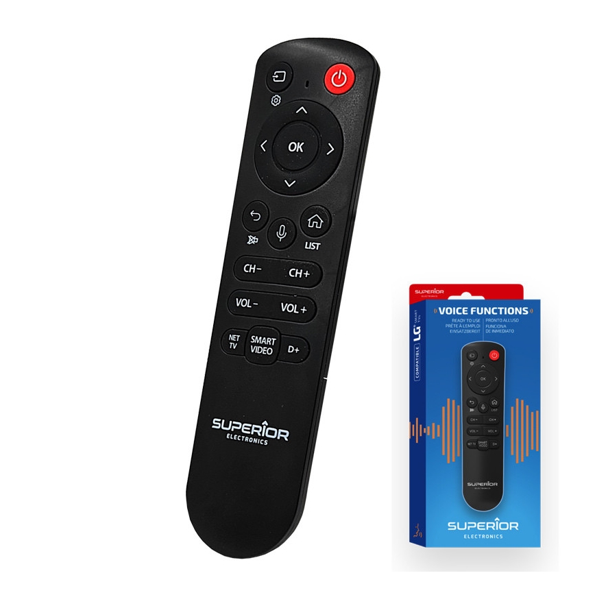 MK FLORIA Superior RC UNI TV LG VOICE - Télécommande de remplacement pour téléviseur LG — 2 piles AAA