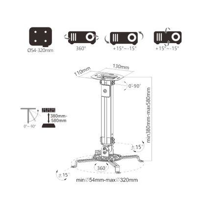 MK FLORIA Superior SUPSTV013 - Support de projecteur pour plafond, noir