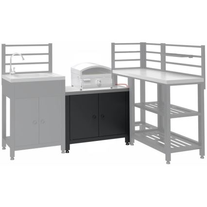 Module extérieur : meuble sous-barbecue 80 x 47 x 69 cm, noir/inox