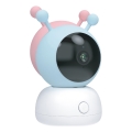 Moniteur pour bébé intelligent avec capteur de mouvement 2K, alimentation 5V, Wi‑Fi Tuya — rose/bleu
