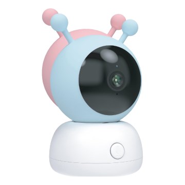 Moniteur pour bébé intelligent avec capteur de mouvement 2K, alimentation 5V, Wi‑Fi Tuya — rose/bleu
