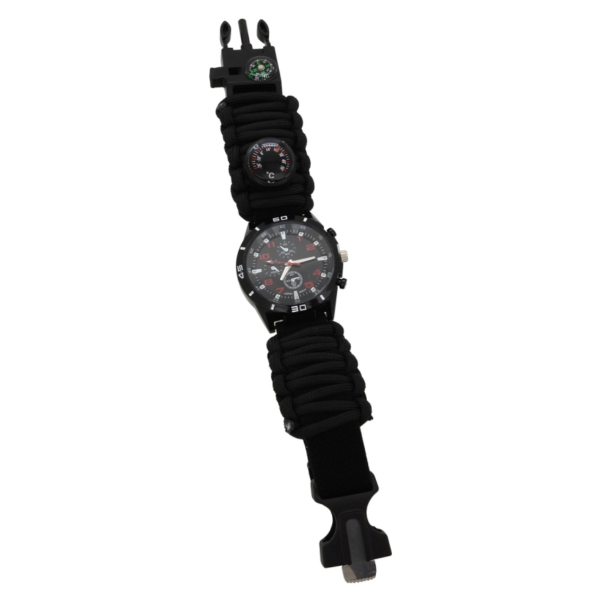 Montre multifonction avec boussole et thermomètre noire