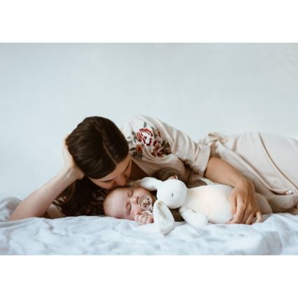 Moonie - Doudou avec mélodie et lumière 2.0 lapin organic rose