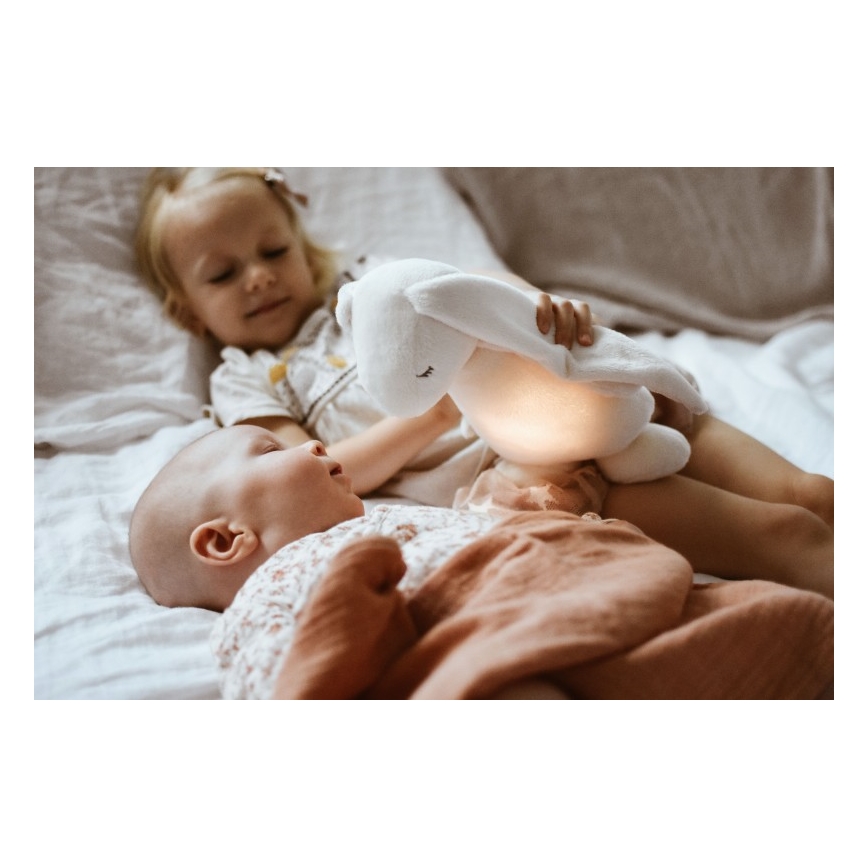Moonie - Doudou avec mélodie et lumière lapin powder