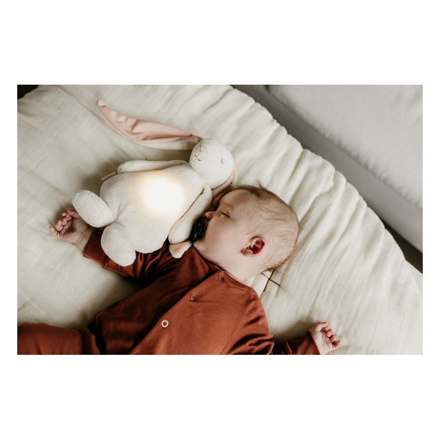 Moonie - Doudou avec mélodie et lumière lapin powder