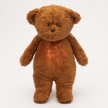 Moonie - Doudou avec mélodie et lumière ourson 2.0 organic caramel
