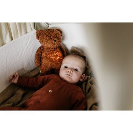 Moonie - Doudou avec mélodie et lumière ourson 2.0 organic caramel