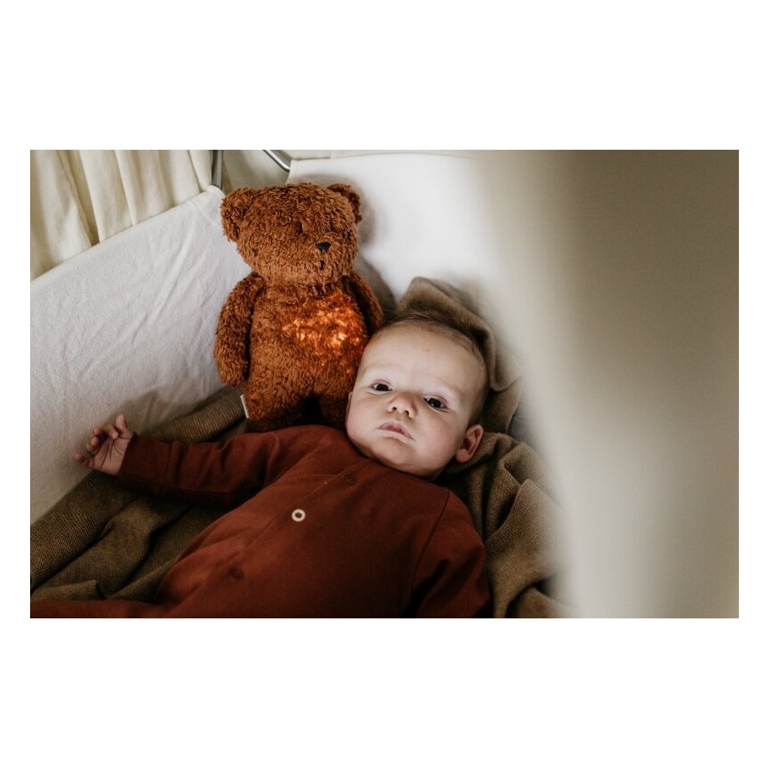 Moonie - Doudou avec mélodie et lumière ourson 2.0 organic caramel