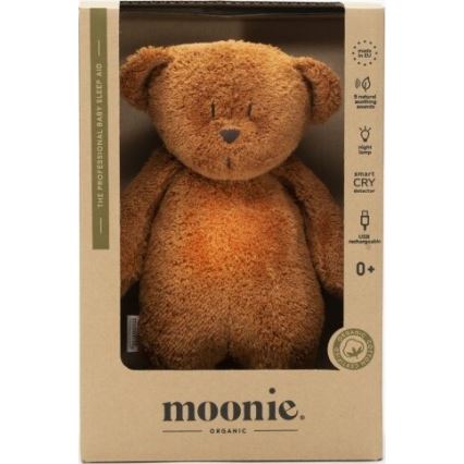 Moonie - Doudou avec mélodie et lumière ourson 2.0 organic caramel