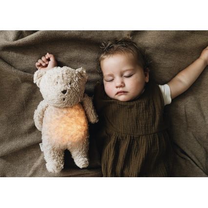 Moonie - Doudou avec mélodie et lumière ourson organic cuivre natur