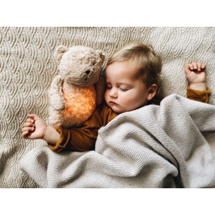 Moonie - Doudou avec mélodie et lumière ourson organic rose natur