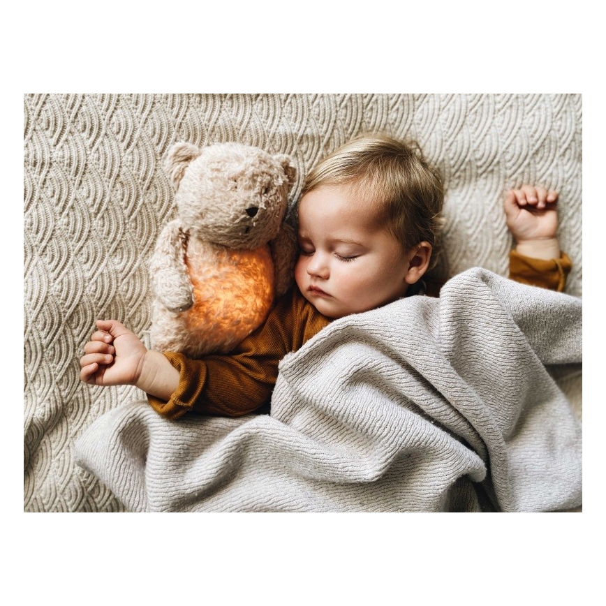 Moonie - Doudou avec mélodie et lumière ourson organic rose natur