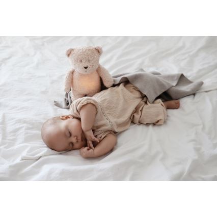 Moonie - Doudou avec mélodie et lumière ourson organic rose natur