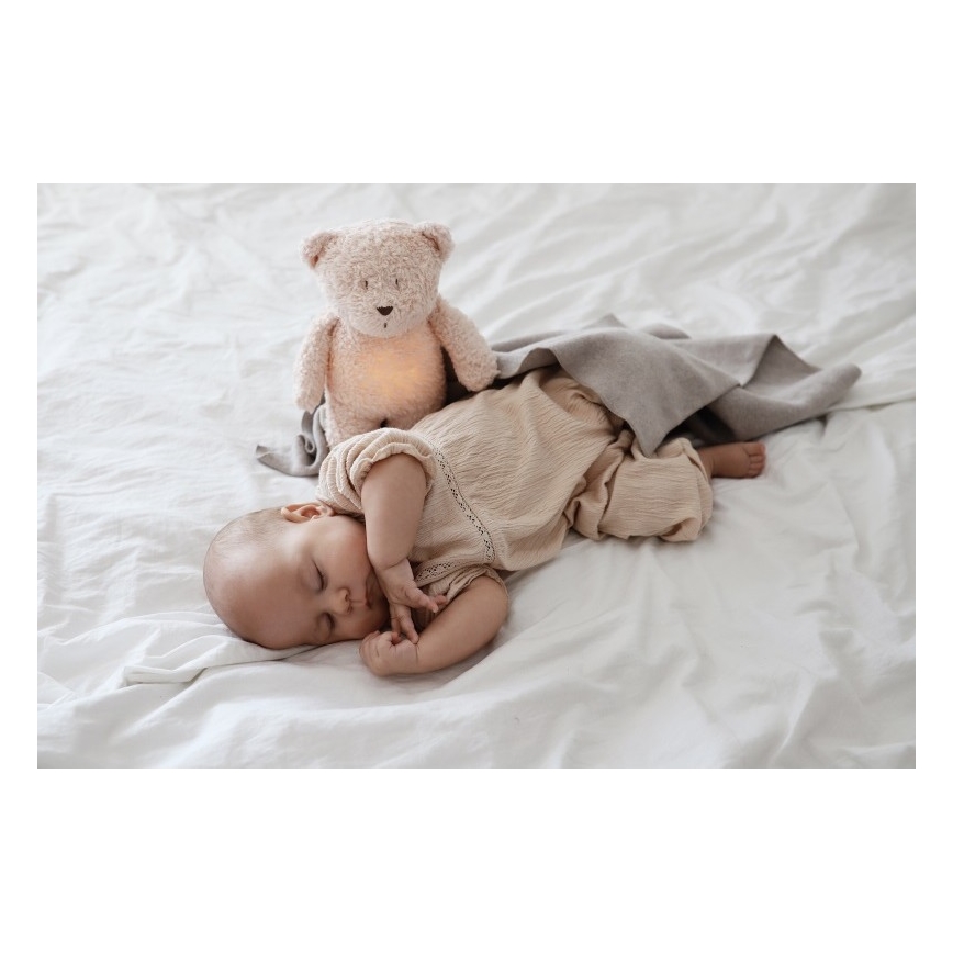 Moonie - Doudou avec mélodie et lumière ourson organic rose natur