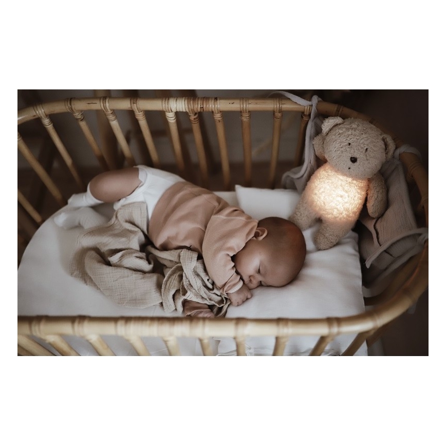 Moonie - Doudou avec mélodie et lumière ourson organic rose natur